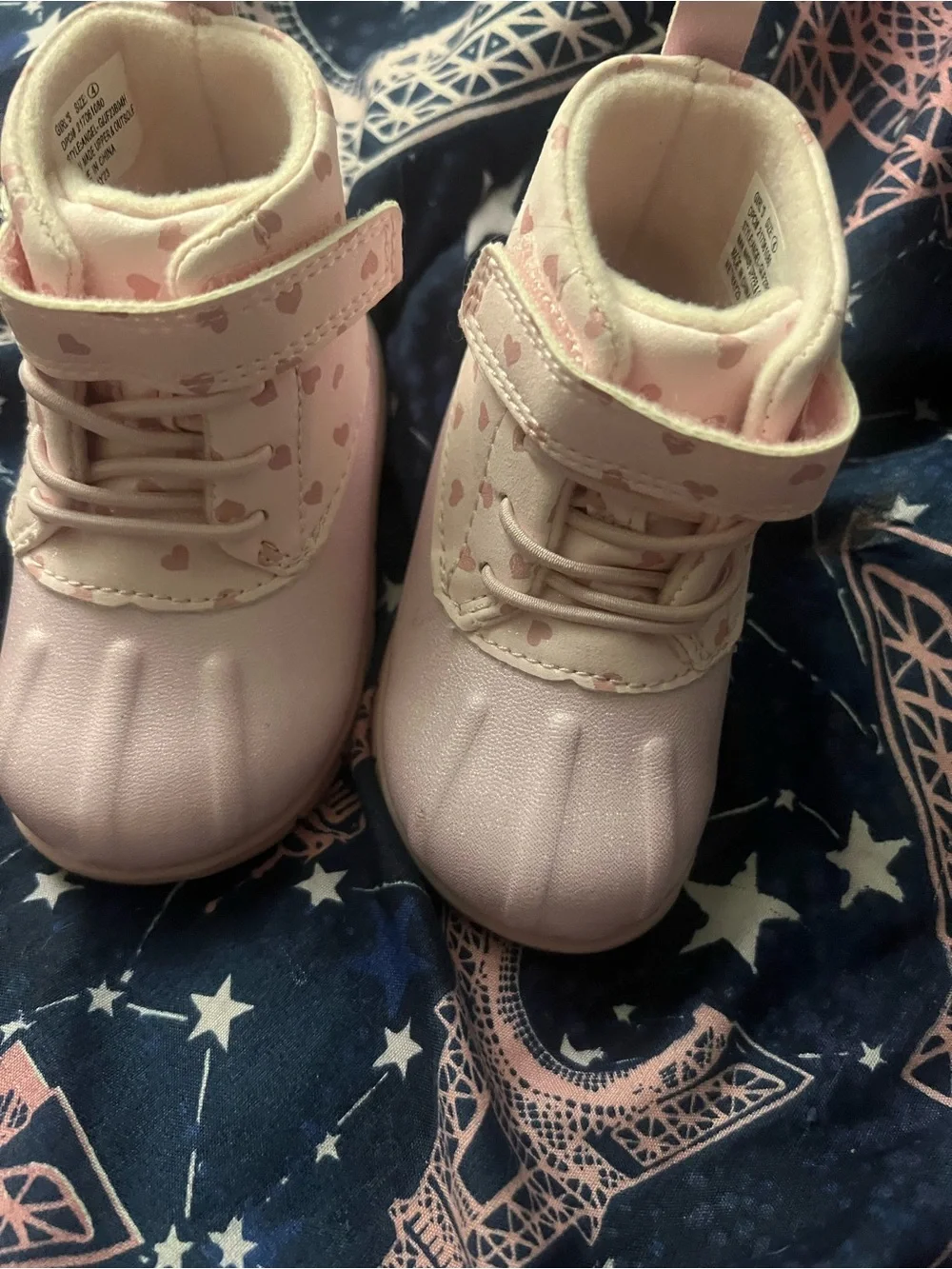 Carter's Pink Heart-Print Baby Walker Boots